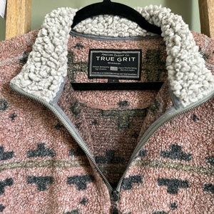 True Grit Mauve Aztec Print Fleece Pullover